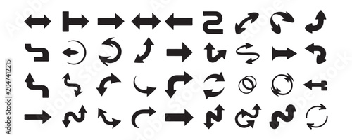 Photos Extensive collection of black arrow icons various styles for web and print design