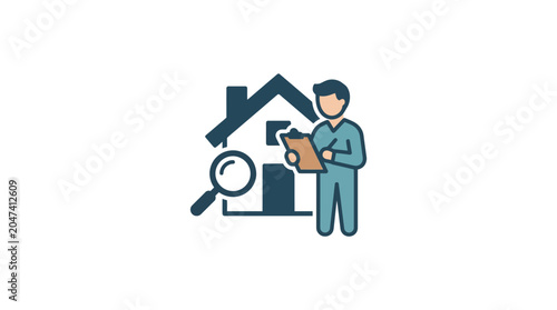 Fotografija Man holding clipboard and magnifying glass.