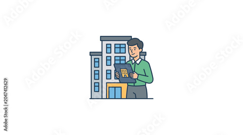 Man standing with a laptop computer.