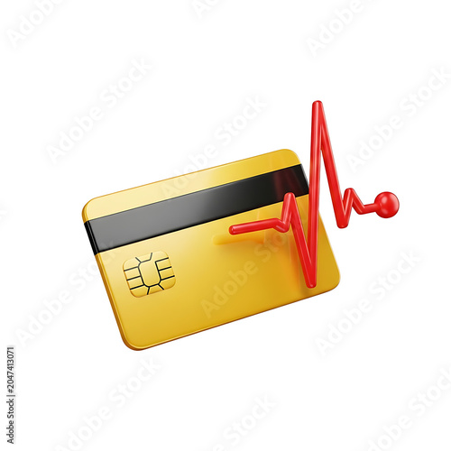 Financial Health Golden Credit Card with Heartbeat Pulse