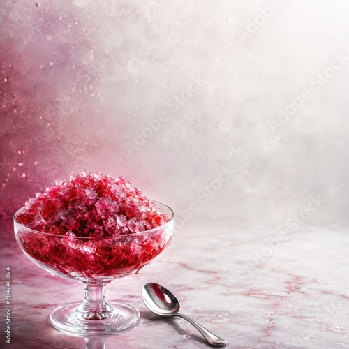 Berry Granita Dessert With Ruby Ice and Copy Space
