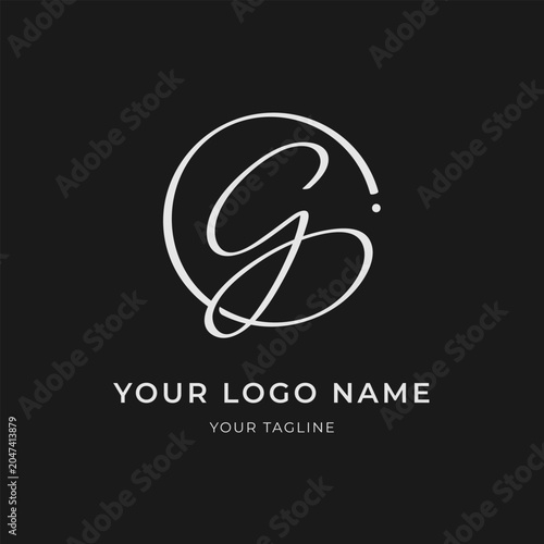 Letter G Minimalist Calligraphic Monogram Vector Monoline Style Template