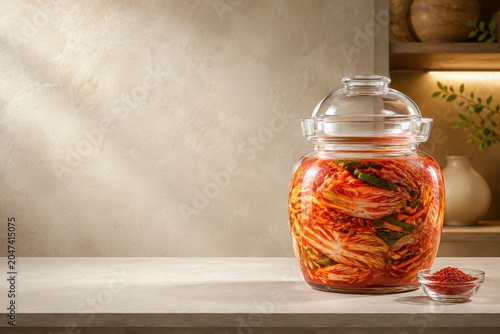 Kimchi Fermentation Jar With Pantry Copy Space