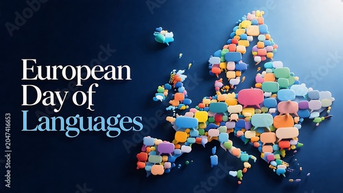 European day of languages concept map made of colorful speech bubbles