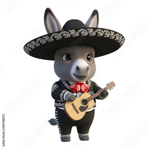 Mariachi Donkey Musician Playing Guitar