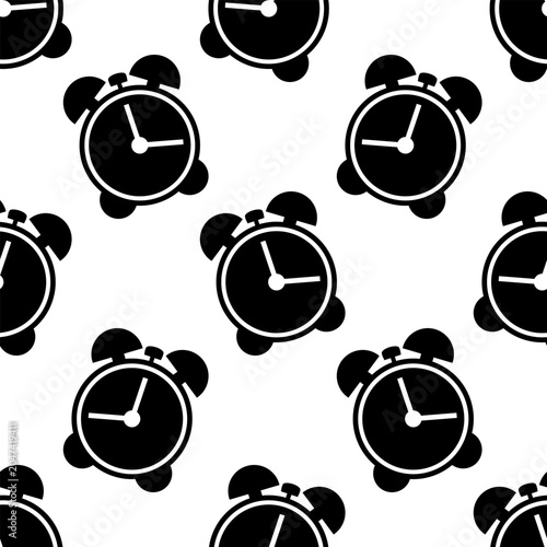 Seamless pattern with alarm clock silhouette design