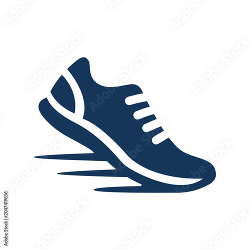 Speed sneaker shoe logo vector illustration. Running shoe icon with fast motion lines for sports, fitness, gym, and athletic wear brand identity.