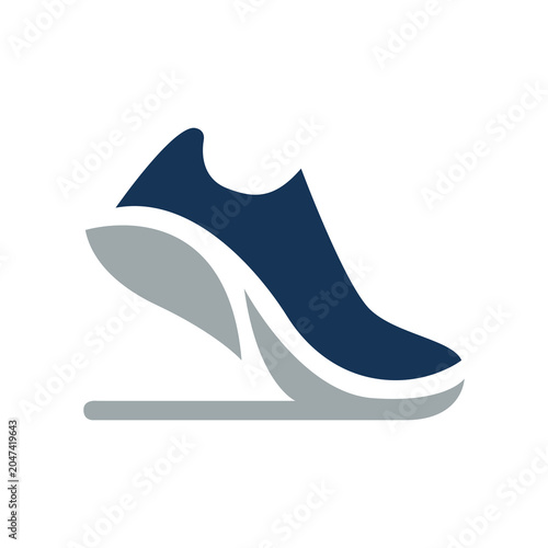 Modern sport shoe logo vector illustration. Elegant running sneaker footwear icon for active lifestyle, athletic product, and fitness brand.