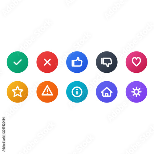 Colorful social media icons set for interface design
