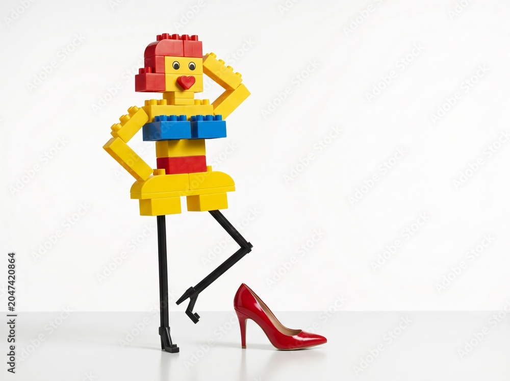 Naklejka premium Lego Figure with Red High Heel Shoe
