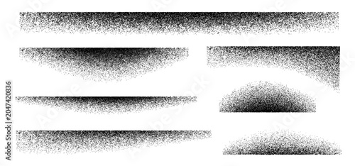Cuadro en lienzo Set of grainy spray gradient borders and textured edge overlays.