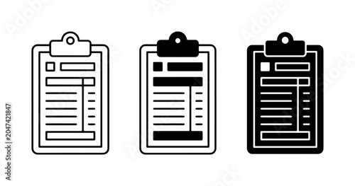 Clipboard Icons Set, Document Forms Vector Graphics, Checklist and Report Symbols, Business Data and Analysis Icons
