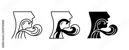 Tableau sur toile Vocal Tract Anatomy Icons, Phonetics Mouth Shape Diagrams, Speech Sound Waveform