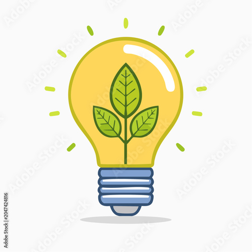 Lightbulb with plant growing inside symbolizing eco-friendly ideas