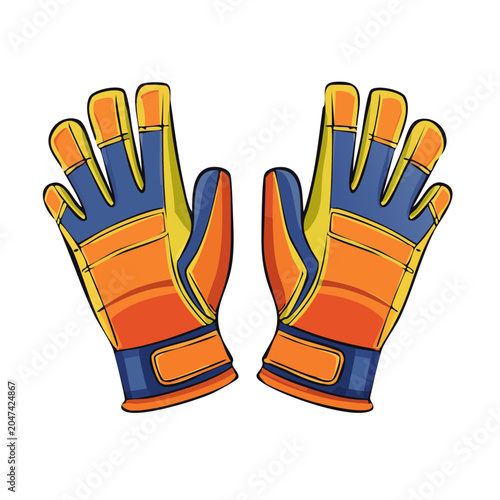 Pair of colorful goalkeeper gloves illustration