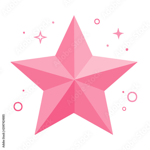 Pink star with sparkles and dots