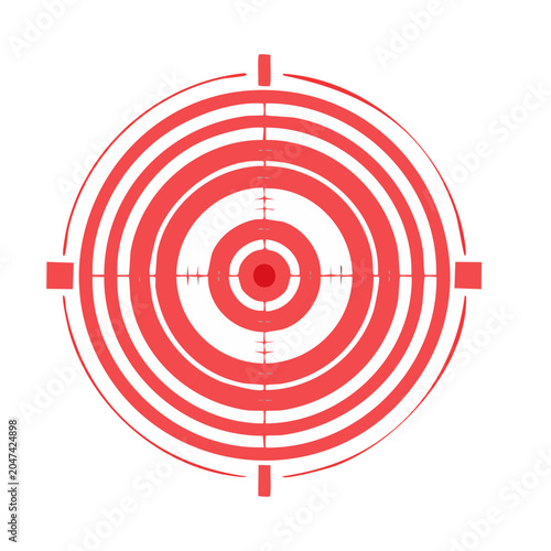 Red target with crosshairs on white background