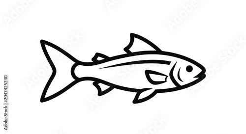 Fish Swimming in Water Column Illustration.
