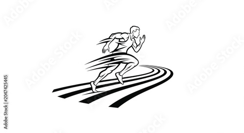Man Running on a Racing Track.