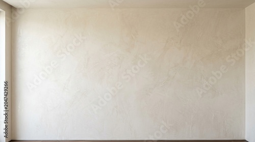 Smooth Beige Venetian Plaster Wall Background in Empty Room, Minimal Interior Texture with Soft Neutral Surface and Large Copy Space