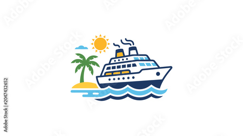 Quadro su tela Large White Cruise Ship Sailing Ocean.