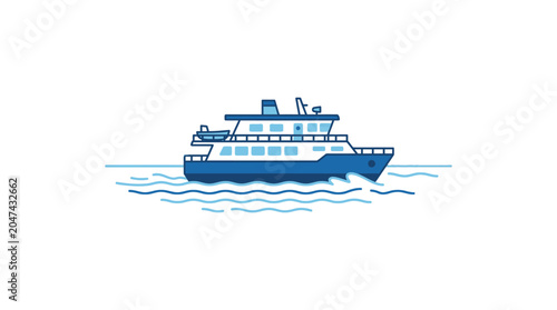 Foto Large Blue and White Cruise Ship.