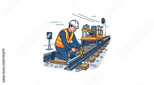 Canvastavla Man working on train tracks maintenance.