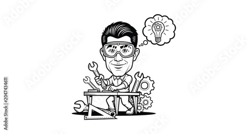 Fotografie Man with glasses and lightbulb idea.