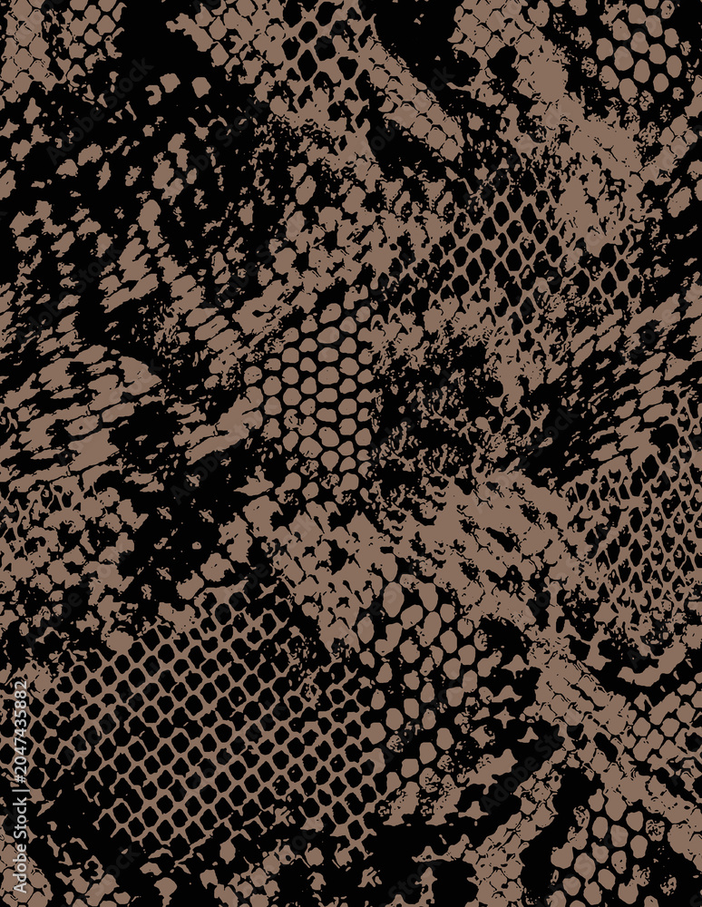 black and brown snake skin seamless pattern design, astract animal skin texture textile on mocha mousse color