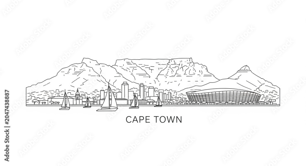 Obraz premium Cape Town Cityscape Mountain View.