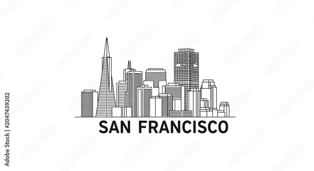 Fototapeta premium San Francisco City Skyline Illustration.
