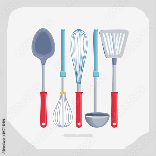 Set of kitchen utensils in flat design style