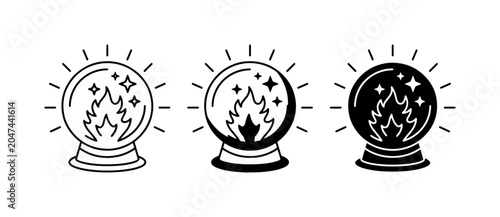 Foto Crystal Ball Icons, Fortune Telling Orb, Mystical Future Vision, Psychic Predict