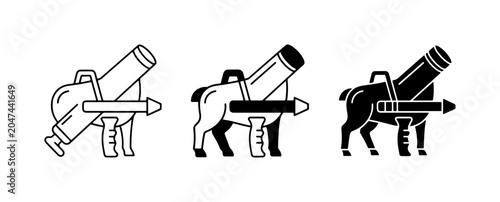 Картината върху платно Goat Cannon Icons, Livestock Artillery Vector Graphics, Farm Animal Weapon Symbo
