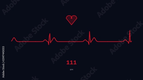 Animated football player heart rate ECG pulse monitor graphic with dynamic waveform
