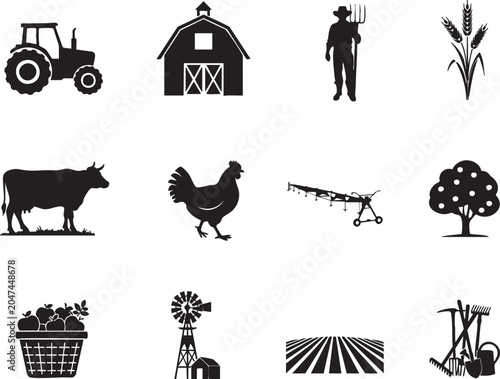 Livestock and Farm Line Icons