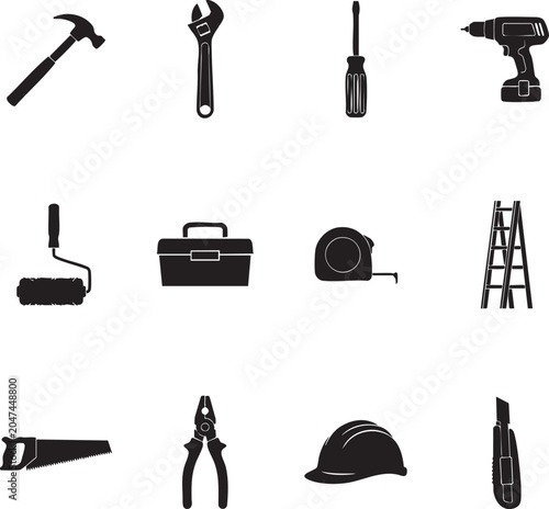 Industrial Tools Outline Collection