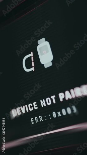 Unpaired device warning shown with animated icon