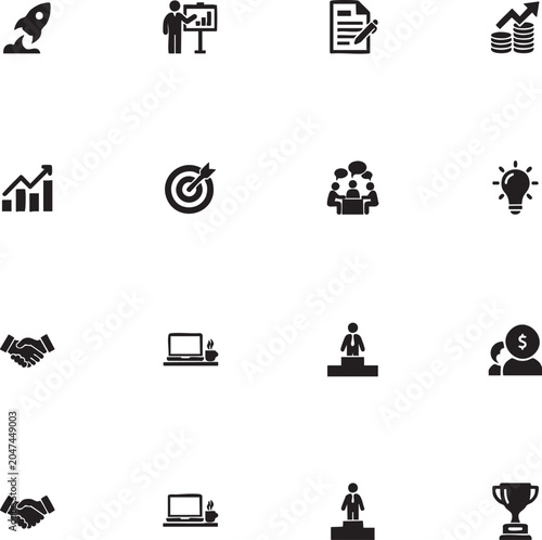 Marketing Performance Outline Icons