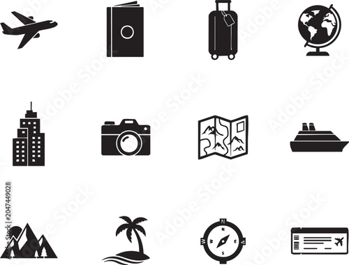 Transportation and Logistics Glyph Collection