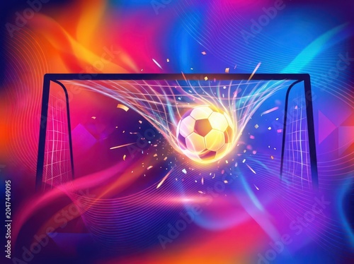 Vibrant soccer ball goal illustration