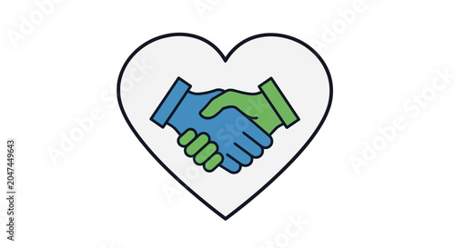 Fotografi Handshake icon enclosed within a heart shape represents professional collaboration and mutual business trust