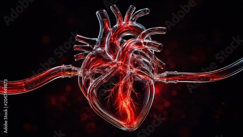 Anatomical Glass Heart with Blood Flow World Blood Donor Day Generative AI