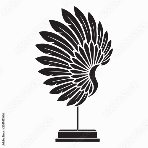 Layered Wing Fan Sculpture Vector Illustration on White Background