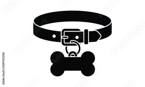 Silhouette of a dog collar and bone