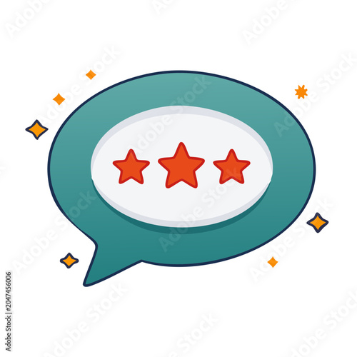 Three star rating in a speech bubble icon