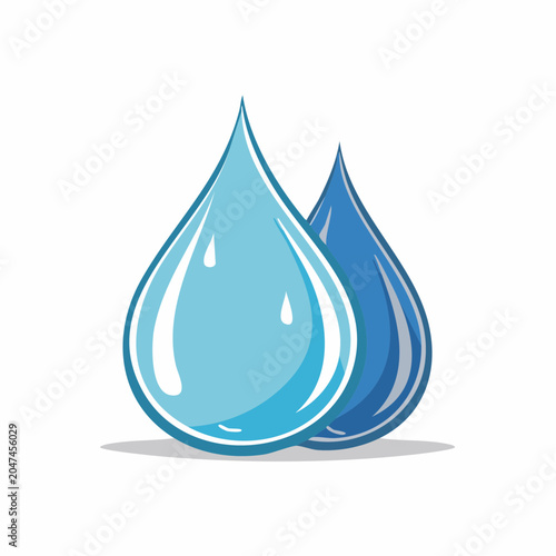 Two blue water drops on white background