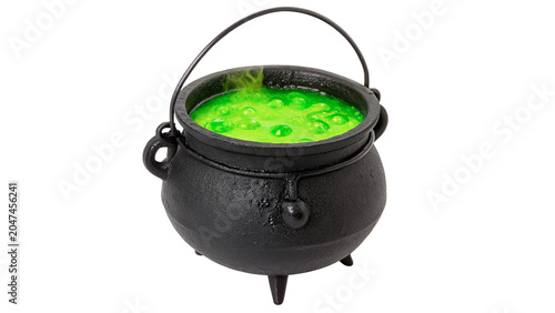 Fotografía Witch green potion cauldron creepy halloween horror magical brewing pot on trans