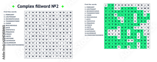 Search for solved complex words with highlighted answers  