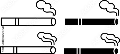 Schilderij op canvas Set of cigarette icons, smoking concept vector illustration